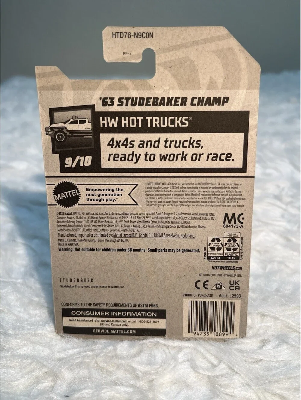 2024 Hot Wheels '63 Studebaker Champ in white
